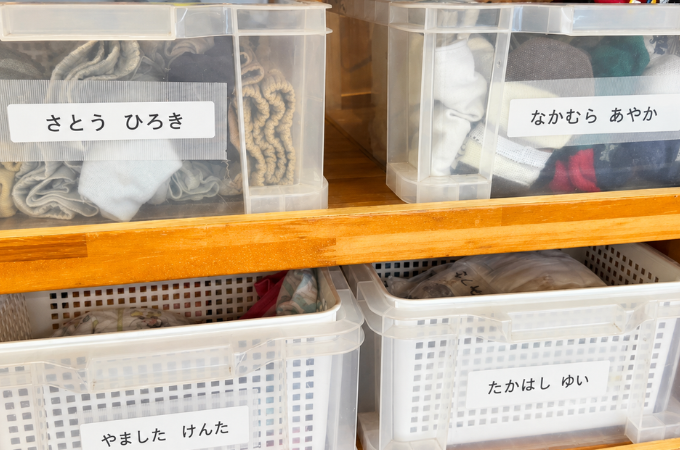お道具箱に貼ったお名前シール